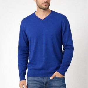 Banana Republic Men's Royal  Blue V-Neck Sweater Size Large